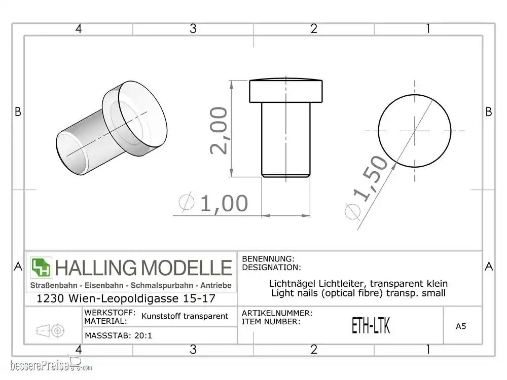 Halling ETH-LTK - Lichtnägel Lichtleiter, Transparent Klein - Kundenliebling
